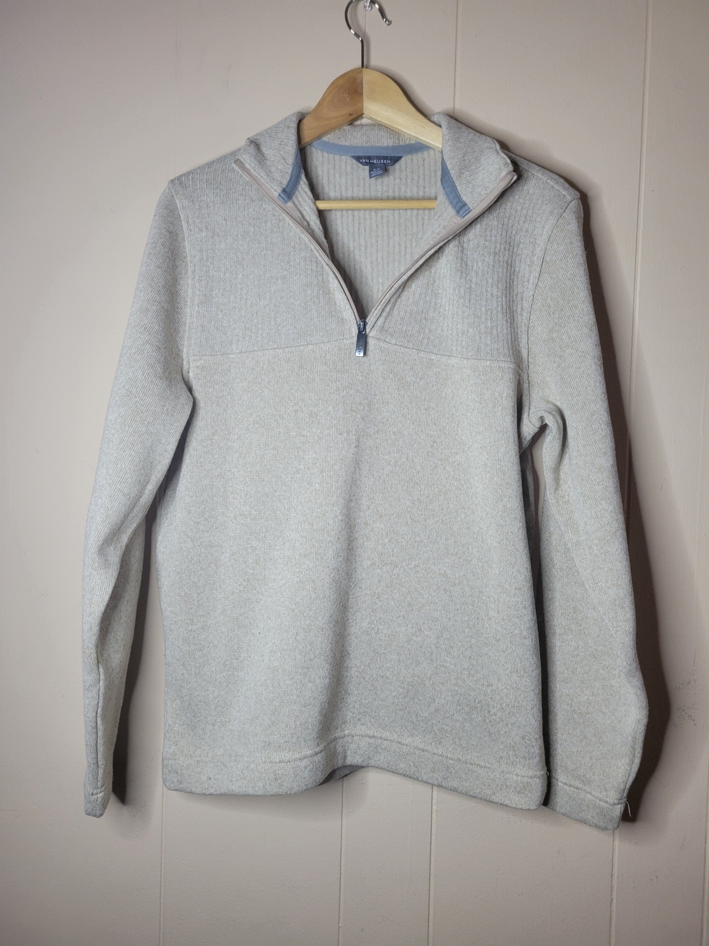 Van Heusen Men'Small Quarter-Zip Pullover Size Small Beige